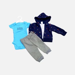 Blue and grey 3- piece hooded set