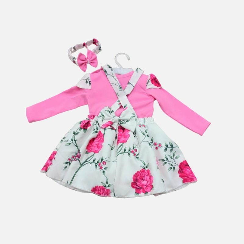 pink floral suspender dress