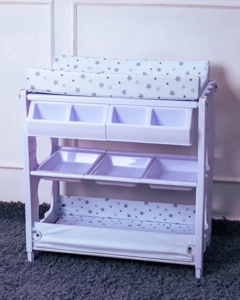 Full view of the ergonomic Adjustable Baby Bath on its stand, highlighting the no-bend feature from Zawadi Baby Shop.