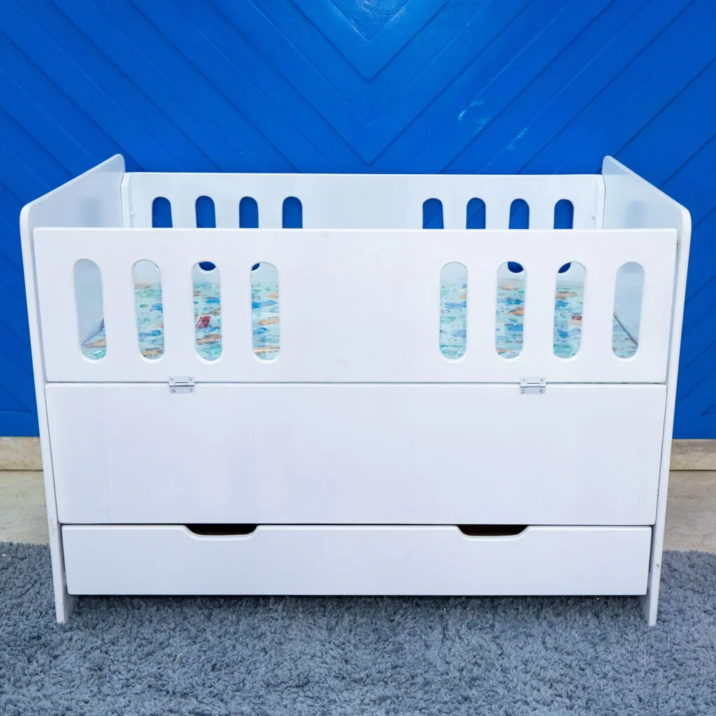 2.5 by 4 ft Baby Cot with Mattress