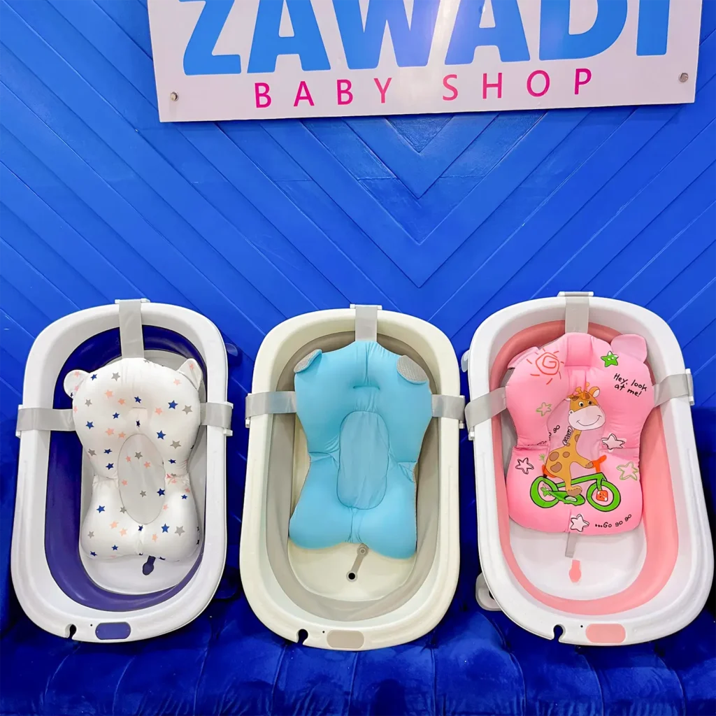 Foldable bath tub with a bath cushion