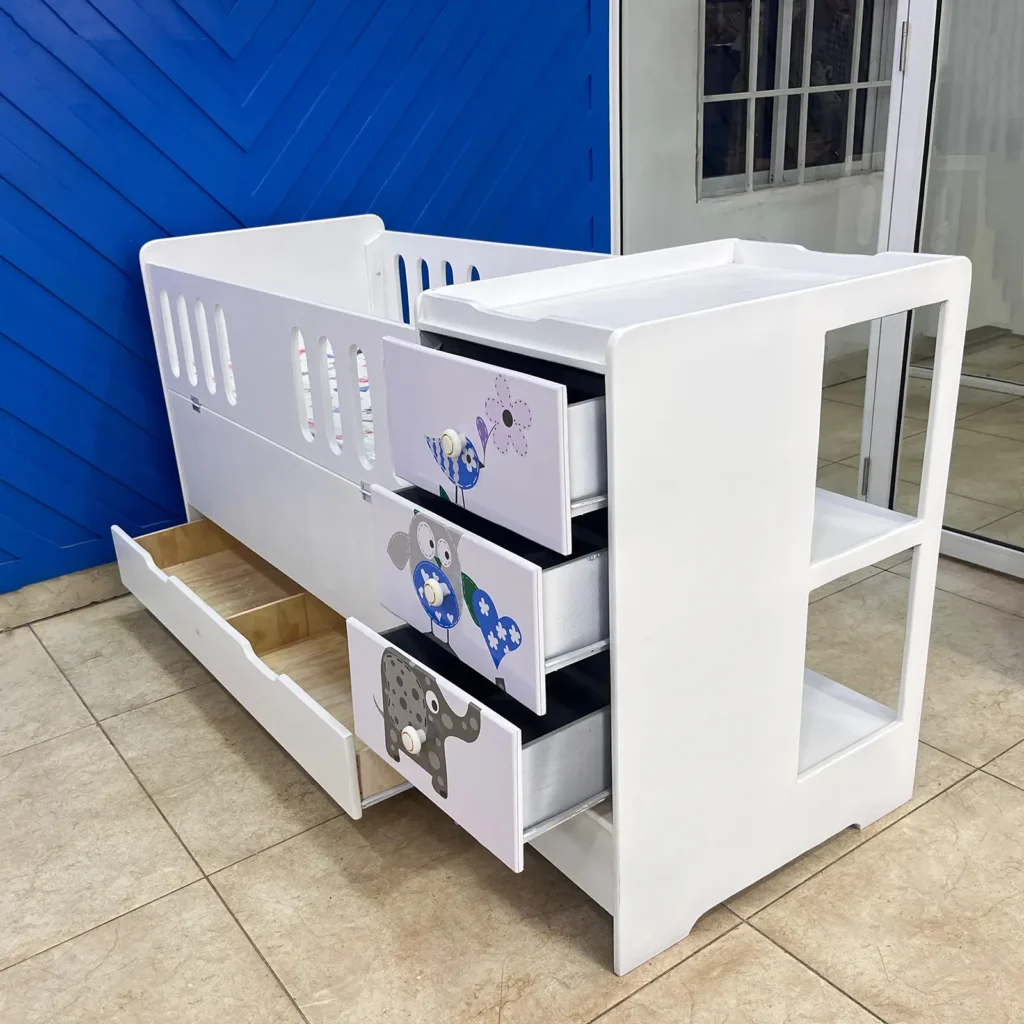 Mdf cot with attached drawers