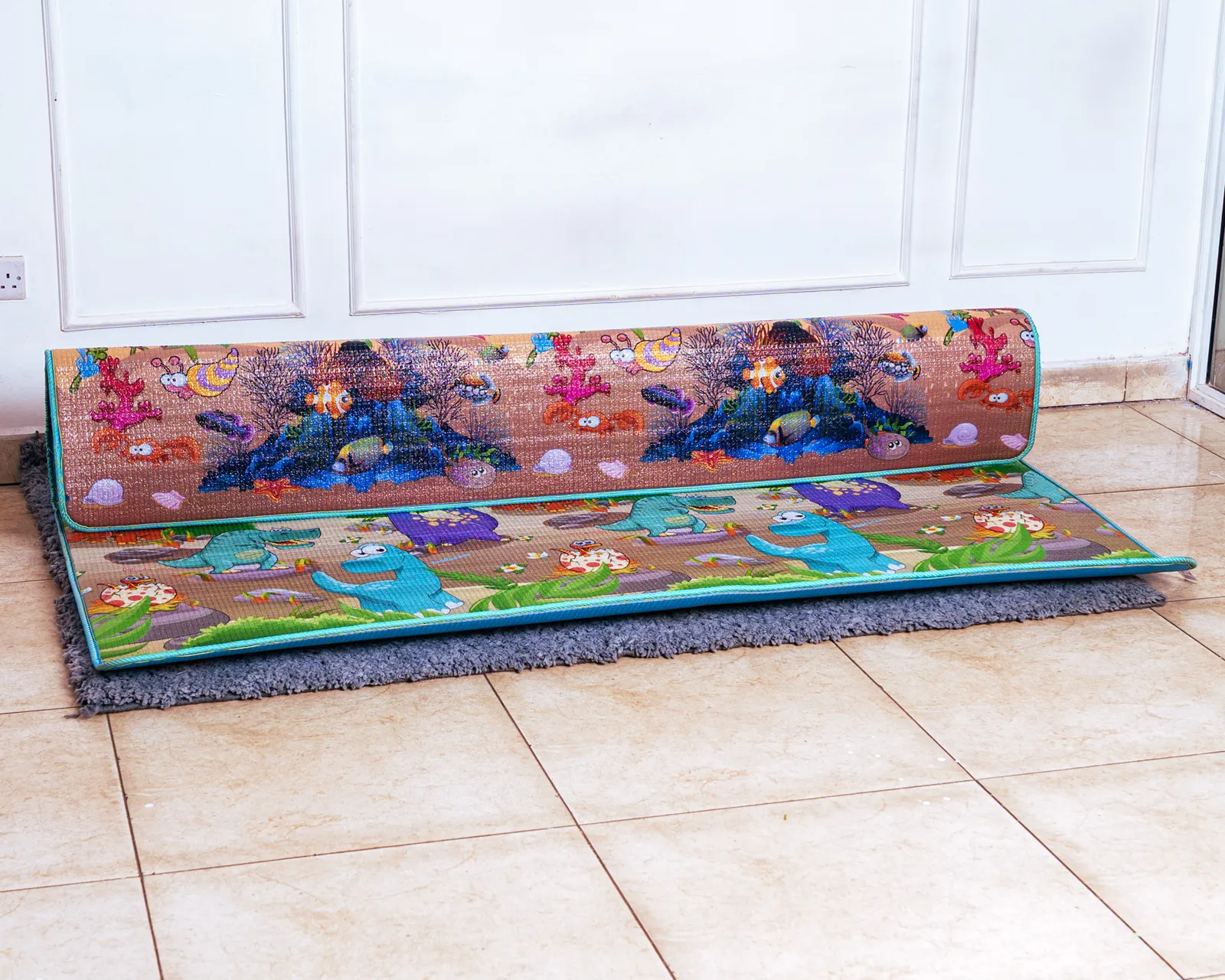 Play Mat Waterproof (1.9 By 2 Metres) 4 Full View Of The 2-Meter Non-Toxic Playmat With Bright Numbers And Farm Animals.