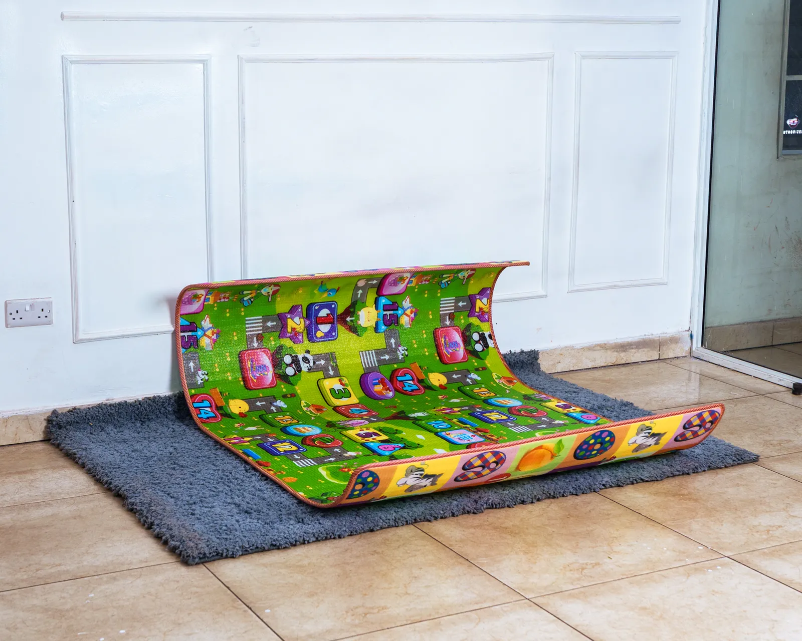 Play Mat Waterproof (4 By 6 Ft). 2 Full View Of The Reversible Waterproof Play Mat 4X6 Unfolded, Showing Both Sides.