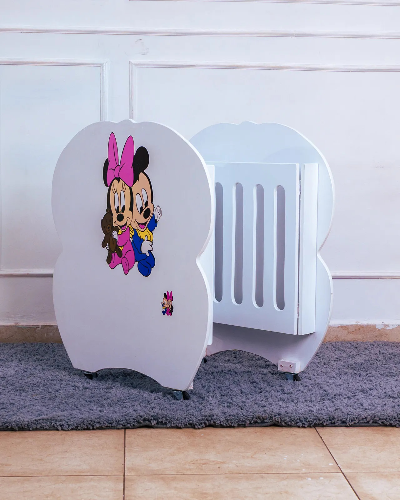 Foldable Baby Cot With Mattress 2 Partially Folded Wooden Baby Bed Showing The Sturdy Hinge Mechanism For Easy Storage And Portability.
