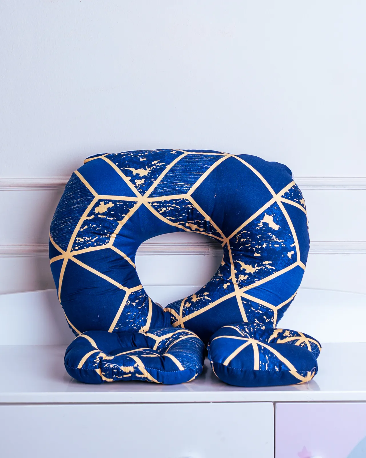 3 In 1 Nursing Pillow 6 Assembled Blue 3 In 1 Tummy Time Pillow With Small Neck Support Piece.