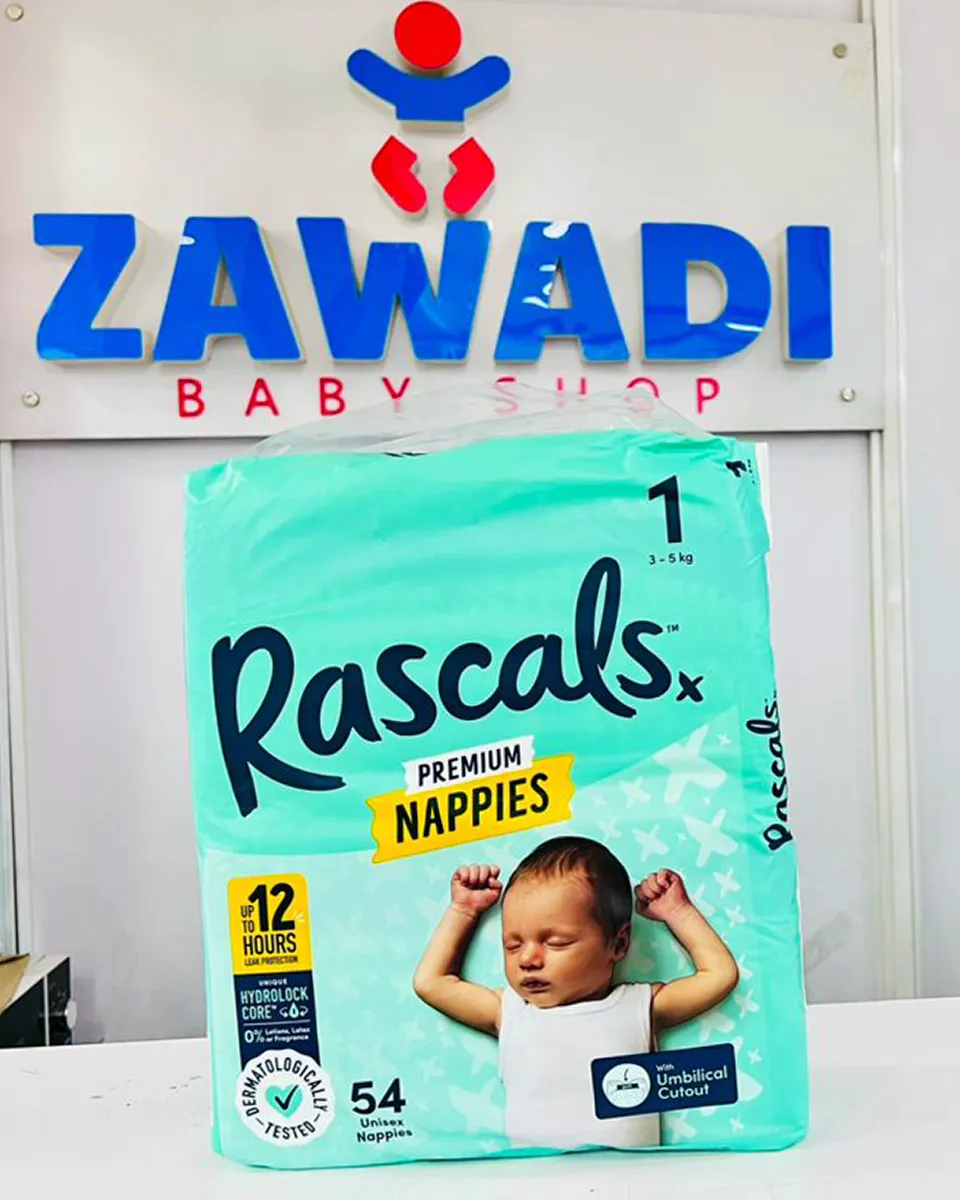 Rascals Diapers Kenya 9 Size 2 Rascals Diapers 48 Pack Showing 12-Hour Leak Protection And Hydrolock Core For Superior Absorbency.