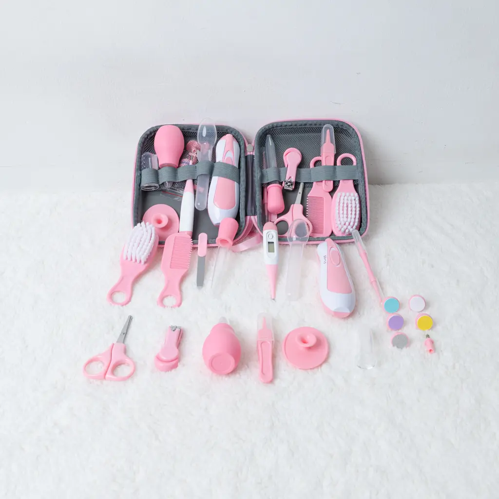15 Pcs Grooming Kit With Electric Nail Trimmer 3 Pink 15 Pcs Baby Grooming Kit With Electric Nail Trimmer And Dinosaur Case At Zawadi Baby Shop Nairobi.