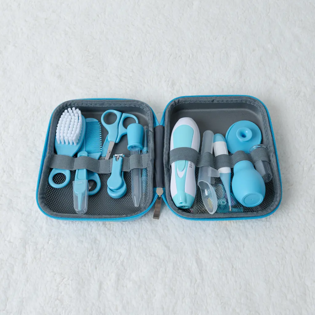 15 Pcs Grooming Kit With Electric Nail Trimmer 7 Blue 15 Pcs Baby Grooming Kit With Electric Nail Trimmer And Dinosaur Case At Zawadi Baby Shop Nairobi.