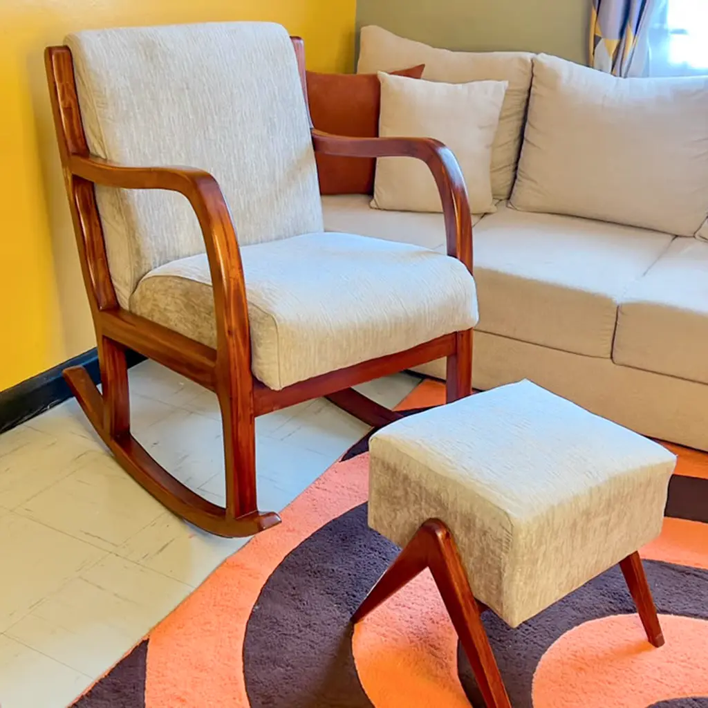 Nursing Rocking Chair With Foot Rest (Solid Mahogany) 3 Mahogany Nursing Rocking Chair With Foot Rest (Photo 2) At Zawadi Baby Shop Nairobi.