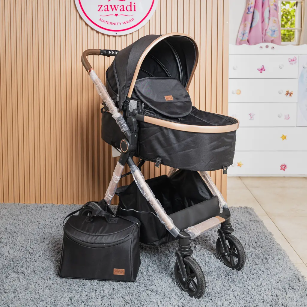 2-In-1 Baby Stroller And Bassinet With Matching Bag 4 Side View Of The 2-In-1 Pram With Storage Basket And Bag (Photo 4) At Zawadi Baby Shop Nairobi.