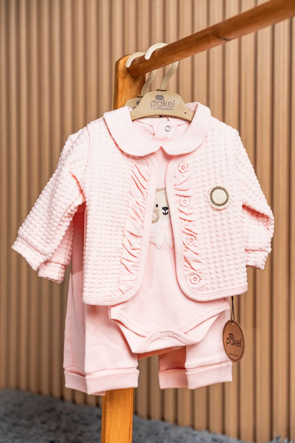 3 Piece Newborn Set With Quilted Cardigan 3 Pink Newborn Cardigan Set With Matching Trousers (Photo 3) At Zawadi Baby Shop Nairobi.