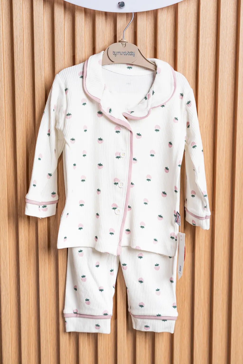 Toddler Pyjamas, 1 To 4 Years 3 Cream Toddler Pyjamas With Fine Dotted Print And Pink Piping (Photo 3) At Zawadi Baby Shop Nairobi.