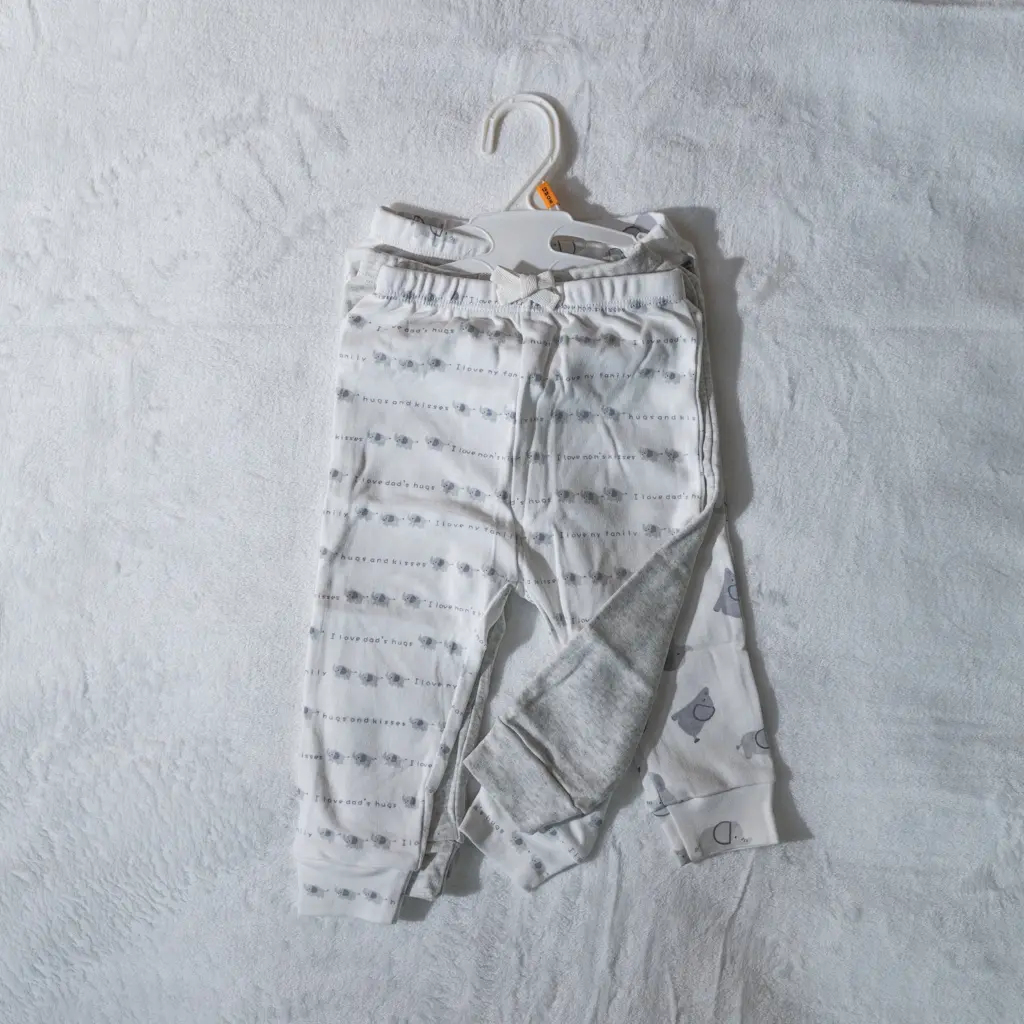 Cotton Baby Trousers - Set Of 3 6 White And Grey Striped Cotton Baby Trousers Set (Photo 6) At Zawadi Baby Shop Nairobi.