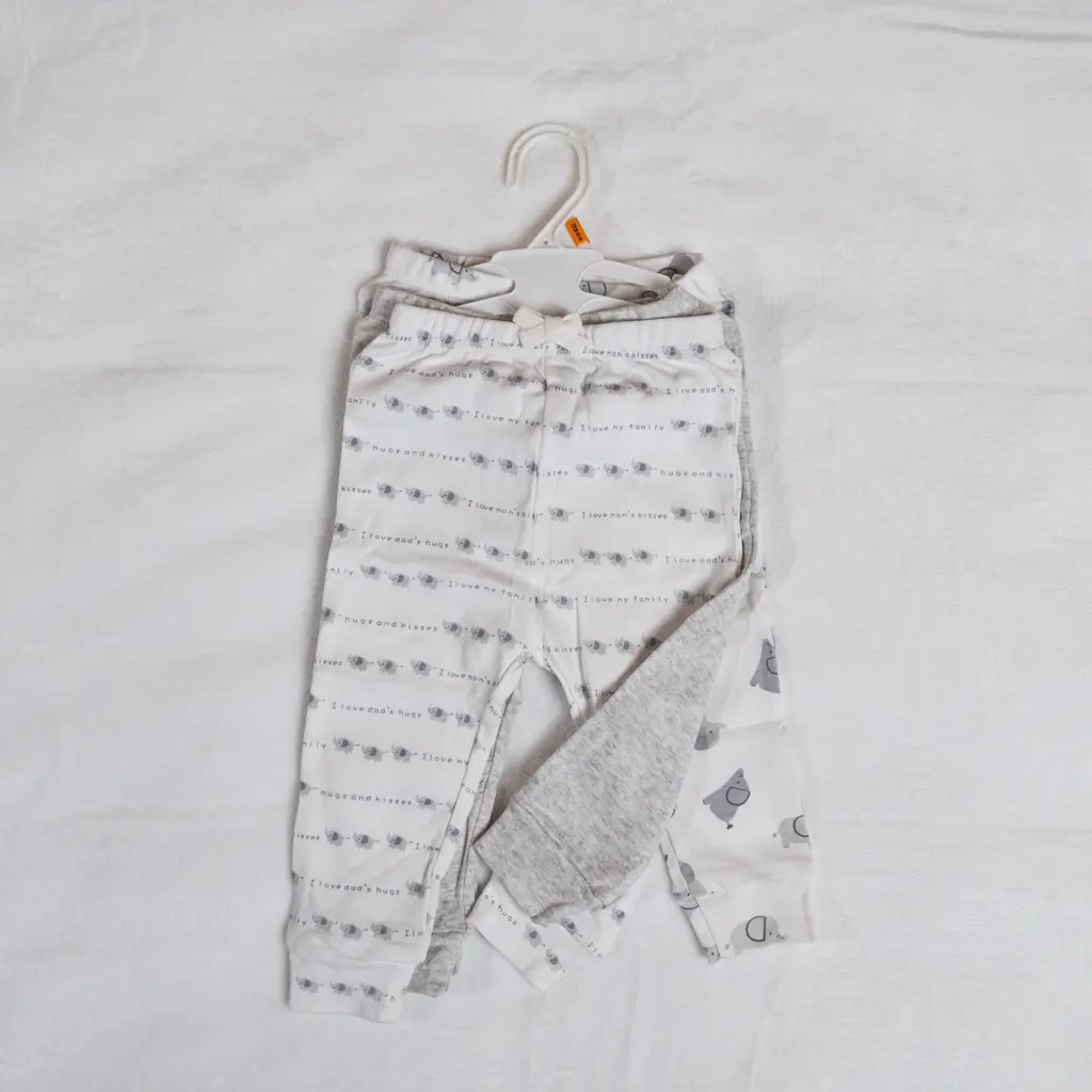 Cotton Baby Trousers - Set Of 3 5 White And Grey Cotton Baby Trousers With Star Print (Photo 5) At Zawadi Baby Shop Nairobi.