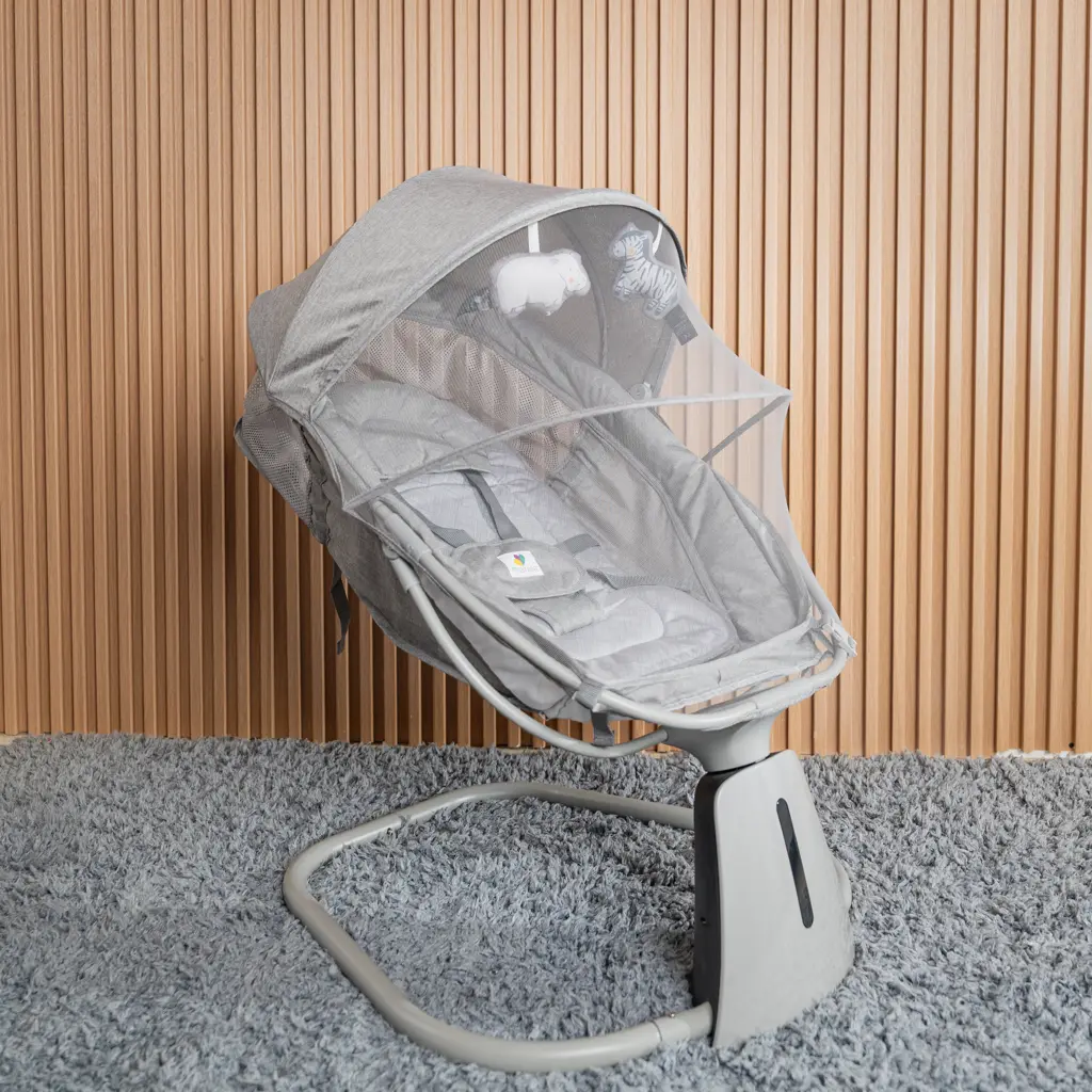 Mastela Baby Swing With Canopy And Mosquito Net 2 Side View Of The Mastela Baby Swing With Hanging Elephant And Zebra Toys (Photo 2) At Zawadi Baby Shop Nairobi.