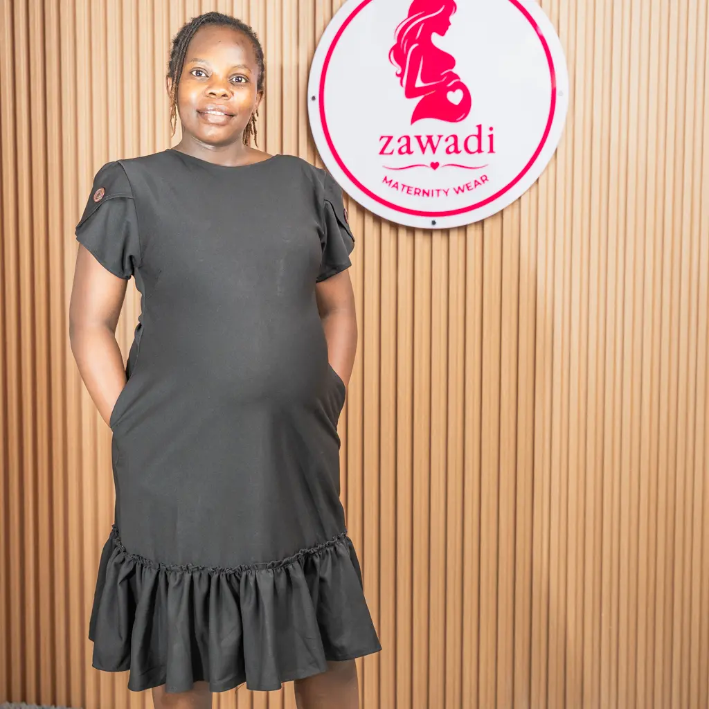 Button Back Maternity Dress With Sleeve Detail 3 Black Button Back Maternity Dress With Short Sleeves (Photo 3) At Zawadi Baby Shop Nairobi.