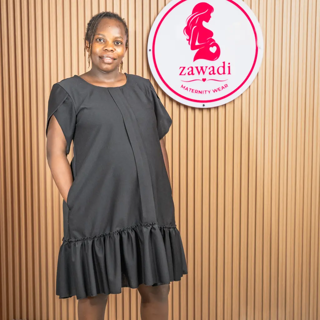 Plain Maternity Dress With V-Back 2 Plain Black Maternity Dress With Short Sleeves And Pockets (Photo 2) At Zawadi Baby Shop Nairobi.